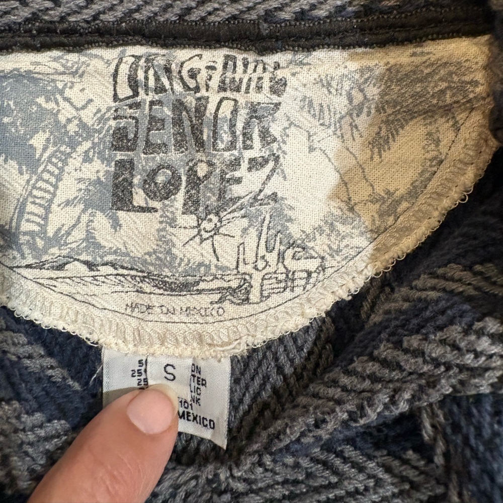Striped Baja Hoodie in Blue and Grey. - Picture 3 of 8
